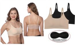 48 of Women's Pullover Sports Mesh With Solid Think See-Through Strap Beige M-XL