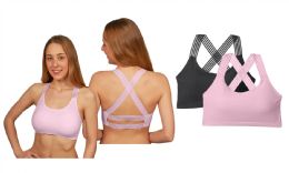 48 of Women's Seamless Cross back Removable Padded Sports Bra M-XL