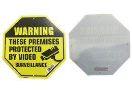24 Pieces WARNING SURVEILLANCE SIGN 9.84"/25CM - Signs & Flags