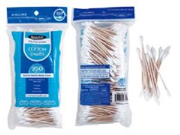 24 Packs 350-Piece Wooden Cotton Swabs - Cotton Balls & Swabs