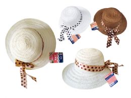 24 Pieces of Straw Hat With Ribbon
