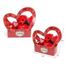 72 Pieces 8.5' Bear With Flower And Heart In Box - Valentine Decorations