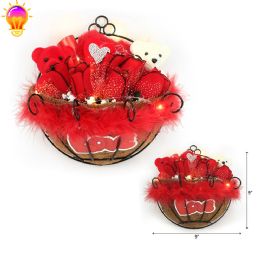 24 Pieces 9' Bear With Heart, Light And Flower In Nest - Valentine Decorations