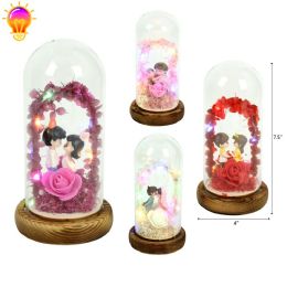 12 Pieces 4" X 7.5" LOVE COUPLE IN GLASS & LIGHT - Valentine Decorations