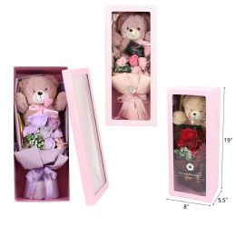 6 Pieces 19" Bear With Flower In Gift Box - Valentine Decorations