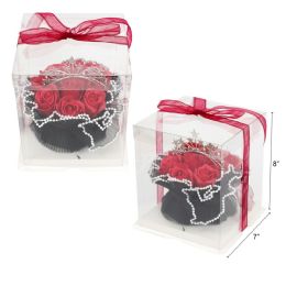 12 Pieces 7"x8" Flower With Crown In Gift Box - Valentine Decorations