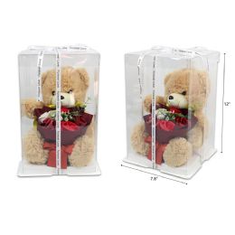 12 Pieces 12" Bear With Flower In Gift Box - Valentine Decorations
