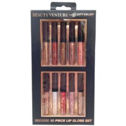 12 Wholesale Beauty Venture 10 Piece Lip Gloss Set In Natural Metallic Tones