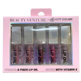 12 Wholesale Beauty Venture 5 Piece Lip Oil Set Infused With Vitamin E In Metallic Tones