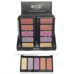 16 pieces Amuse Cosmetics Cosmic Glow Highlighter Palette In Countertop Display - Cosmetic Cases