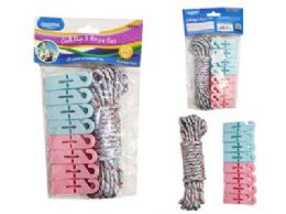 96 Sets of 8pc Cloth Pegs with Rope