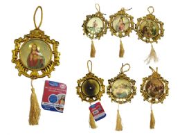 288 of Religious Hanging Decoration - Gold-Framed Christian Icon Hanging Medallions With Gold Tassels