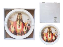 24 Pieces White Round Wall Clock - Jesus Image Design  - Home Accessories