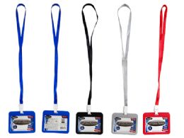 144 of ID CARD HOLDER With NECK STRAP 4"X3" HOR 4 Assorted Colors