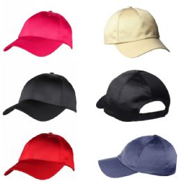 48 Pieces Plain Polyester Satin Cap Hat Assorted Colors - Bucket Hats