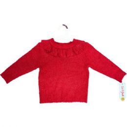 12 pieces Cat & Jack 2t Toddler Ruffle Collar Sweater In Red - Baby Apparel