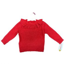 12 pieces Cat & Jack 3t Toddler Ruffle Collar Sweater In Red - Baby Apparel