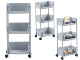 3-Tier Metal Rolling Cart Plastic Grey