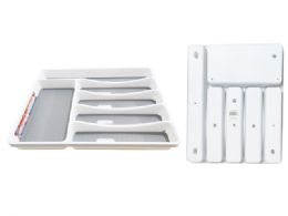 12 Wholesale 6 SECTION CUTLERY HOLDER 12.75"X15.8"X1.6" White and Grey
