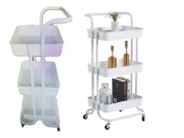 3 Tier Square White Rolling Cart