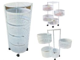 4 Tier White Circular Rolling Cart 