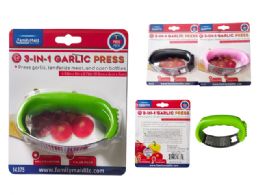 96 Wholesale GARLIC PRESS TENDERIZER BOTTLE OPENER 3 Assorted Colors