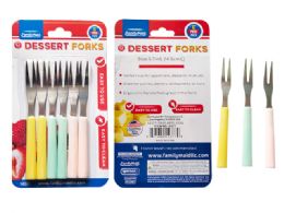 144 Wholesale DESSERT FORKS 6-Piece 5.75" Long PINK YELLOW GREEN