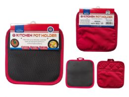 72 Wholesale KITCHEN HOT PAD with NON-SLIP 7.9X7.9" RED Color