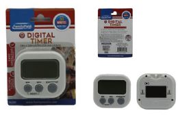 96 Wholesale KITCHEN DIGITAL TIMER 2.8"X2.6"X0.79" WHITE GREY