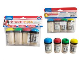 96 Wholesale TOOTHPICK 4X150-Piece With US $ HOLDER