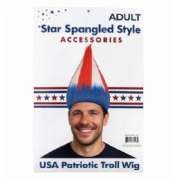 24 of Usa Fan Flag Troll Wig Patriotic Costume Hairpiece
