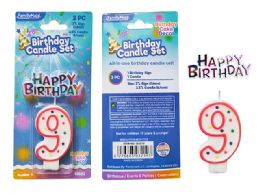 144 Pieces 2pc Birthday Set Number 9 Candle - Candles & Accessories