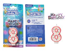 144 Pieces 2pc Birthday Set Number 8 Candle - Candles & Accessories
