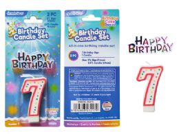 144 Pieces 2pc Birthday Set Number 7 Candle - Candles & Accessories