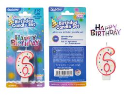 144 Pieces 2pc Birthday Set Number 6 Candle - Candles & Accessories