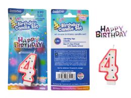144 Pieces 2pc Birthday Set Number 4 Candle - Candles & Accessories