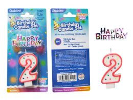 144 Pieces 2pc Birthday Set Number 2 Candle - Candles & Accessories