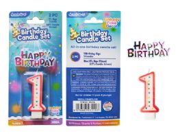 144 Pieces 2pc Birthday Set Number 1 Candle - Candles & Accessories