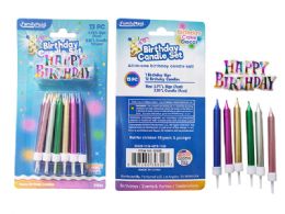 144 Sets 1pc Birthday Sign And 12pc Multicolor Candles - 7cm Sign, 9.0cm Candle - Candles & Accessories