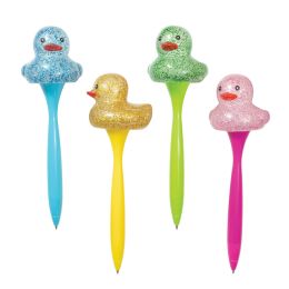 144 pieces Sparkle And Squeeze Rubber Duck Pen    12/tub - Pens & Pencils