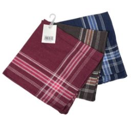 24 Wholesale 3pk Men's Handkerchiefs [plaid] 14-inchx14-inch