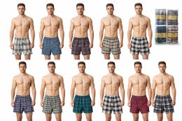 72 Pieces of Men's Yarn Dyed Brushed Flannel Boxer Shorts M- xl