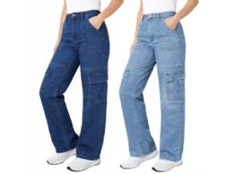 24 Pieces of Women's Cargo Zip Jeans Straight cut