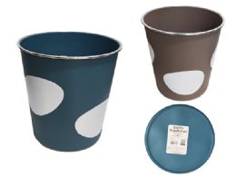 48 Pieces Trash Can 9-inch Diameter X9.25-inch High Blue Silver - Waste Basket