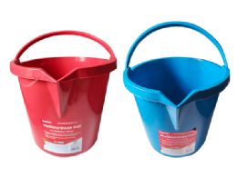 24 Pieces PAIL BUCKET Plastic 10L WITH HANDLE BLUE RED GREEN - Buckets & Basins