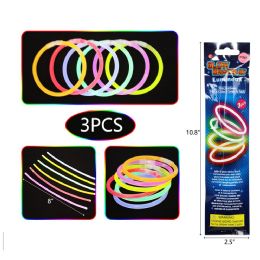 144 Pieces 11" 3pc Glow In Dark Bracelet Stick - Light Up Toys