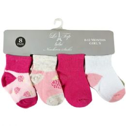 10 of Le Top Bebe 6-12 Months Girls 8 Pair Pack Ankle Socks In Assorted Designs