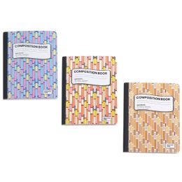48 pieces of Notebook 100sheets/200pg Wide Ruled 9.75x7.5 In  3ast Colors Geometric Blocks Composition Designer W/class Schedule & Math Charts