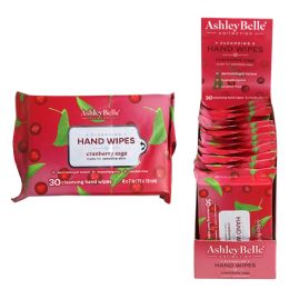 12 pieces Hand Wipes 30ct 6x7 Scented Cranberry Sage Ashley Belle - Personal Care Items