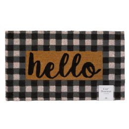 6 pieces Doormat 17.5x29.5 Checker Hello Coconut Coir/pvc - Mats